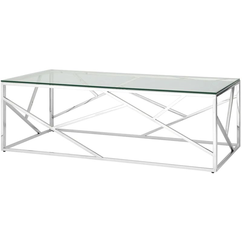 Столик кофейный Geometry Serene Phoenix Silver Серебряный Прозрачное Стекло во Владивостоке | Loft Concept 
