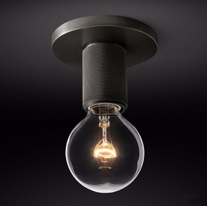 Потолочный светильник RH Utilitaire Socket Flushmount Black Темная бронза во Владивостоке | Loft Concept 