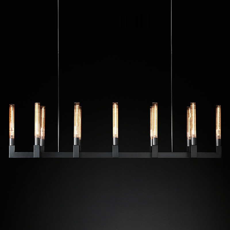 Люстра RH CANELLE Linear Chandelier 12 Modern Black Черный матовый Люстра RH CANELLE Linear Chandelier 12 Modern Black Черный матовый во Владивостоке | Loft Concept