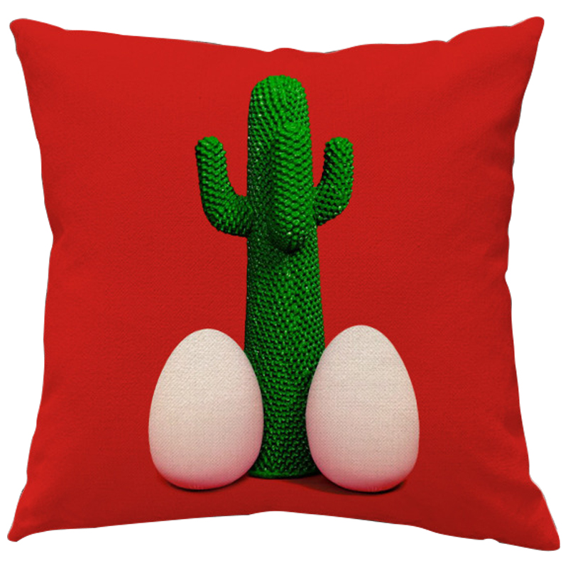Декоративная подушка Seletti Cushion God Cactus Красный Зеленый Белый Декоративная подушка Seletti Cushion God Cactus Красный Зеленый Белый во Владивостоке | Loft Concept