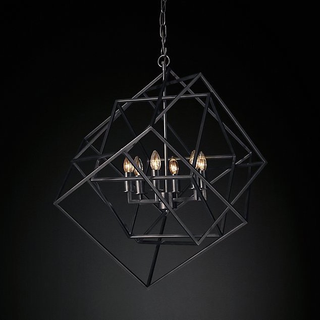 Люстра RH Caged Cubist Pendant black Черный во Владивостоке | Loft Concept 