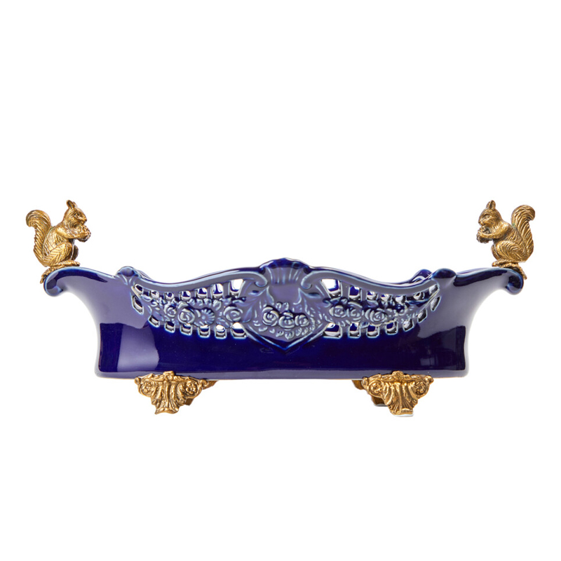 Чаша темно-синего цвета из фарфора с бронзовыми фигурками белок Eden Garden porcelain and bronze Темно-синий Бронза Чаша темно-синего цвета из фарфора с бронзовыми фигурками белок Eden Garden porcelain and bronze Темно-синий Бронза во Владивостоке | Loft Concept