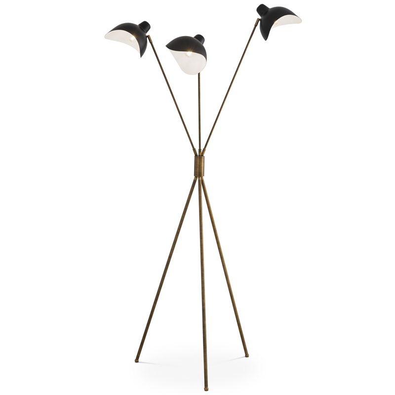 Торшер Eichholtz Floor Lamp Costner Черный Латунь Античная полированная Торшер Eichholtz Floor Lamp Costner Черный Латунь Античная полированная во Владивостоке | Loft Concept