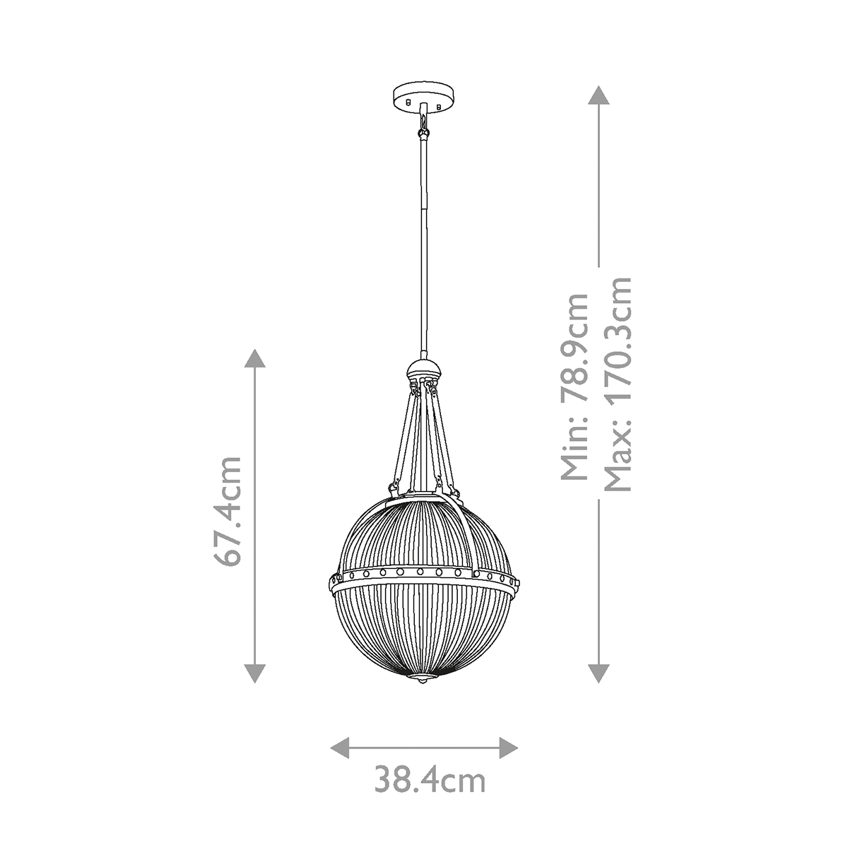 Подвесной светильник с рифленым стеклянным плафоном в форме шара Kichler во Владивостоке