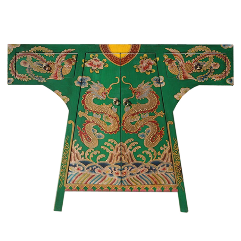 Зеленая Консоль в Китайском Стиле ручная роспись Драконы Green Oriental Robe Зеленый Мульти Зеленая Консоль в Китайском Стиле ручная роспись Драконы Green Oriental Robe Зеленый Мульти во Владивостоке | Loft Concept