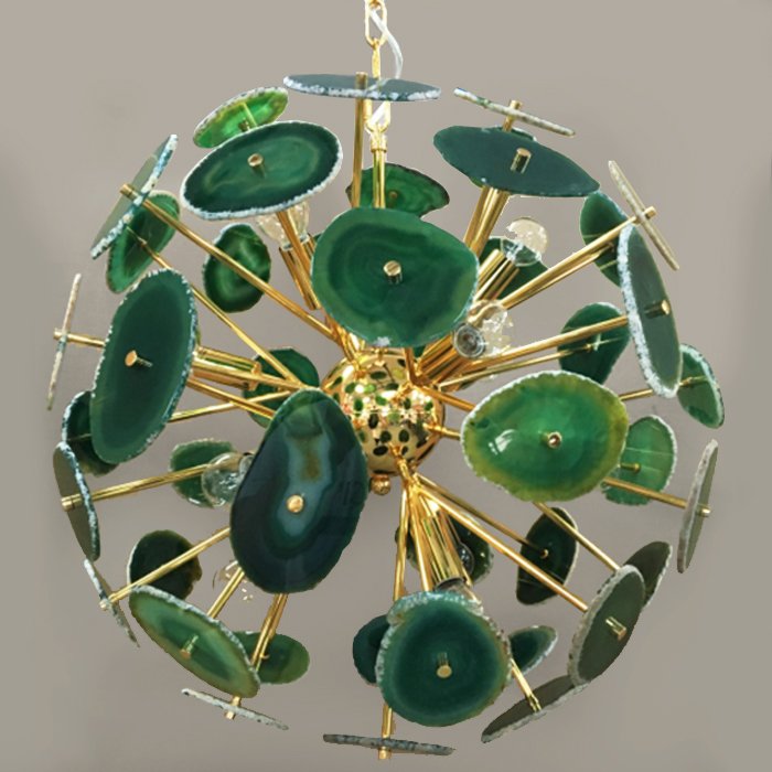 Люстра Agate Burst Chandelier Green Зеленый Золотой Люстра Agate Burst Chandelier Green Зеленый Золотой во Владивостоке | Loft Concept