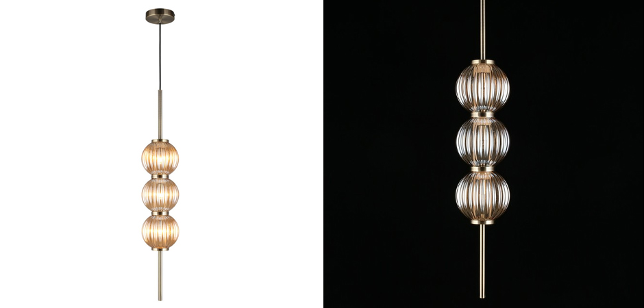 Подвесной светильник Shell Beads с янтарным стеклом Подвесной светильник Shell Beads с янтарным стеклом - Loft-Concept во Владивостоке