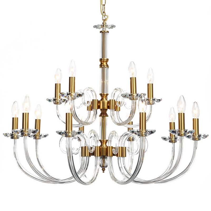 Люстра Twisted Glass Candles Chandelier 15 Золотой Прозрачное Стекло Люстра Twisted Glass Candles Chandelier 15 Золотой Прозрачное Стекло во Владивостоке | Loft Concept