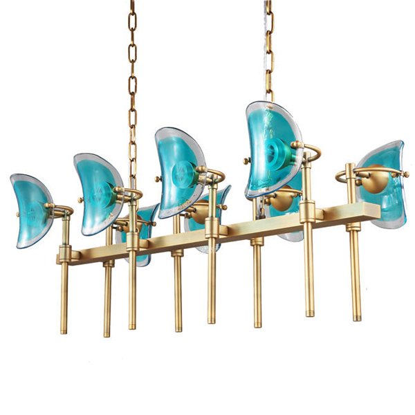 Люстра Lily Turquoise Glass rectangle Золотой Бирюзовый Люстра Lily Turquoise Glass rectangle Золотой Бирюзовый во Владивостоке | Loft Concept