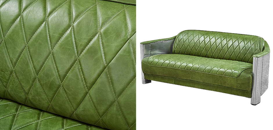 Диван Авиатор Sofa 2 seat зеленая кожа Диван Авиатор Sofa 2 seat зеленая кожа - Loft-Concept во Владивостоке
