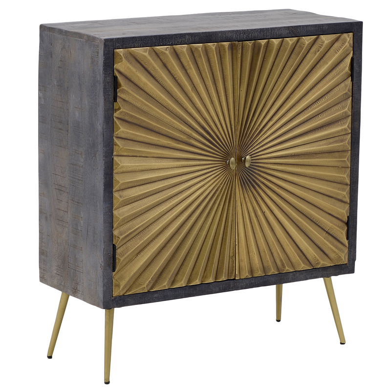 Комод с рельефным фасадом Loritz Sun Chest of Drawers Золотой Черный во Владивостоке | Loft Concept 