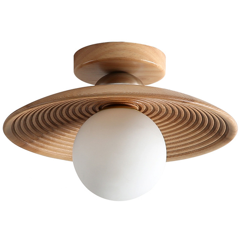 Потолочный светильник Ogata Wooden Light Коричневый Древесина Белое матовое стекло Потолочный светильник Ogata Wooden Light Коричневый Древесина Белое матовое стекло во Владивостоке | Loft Concept