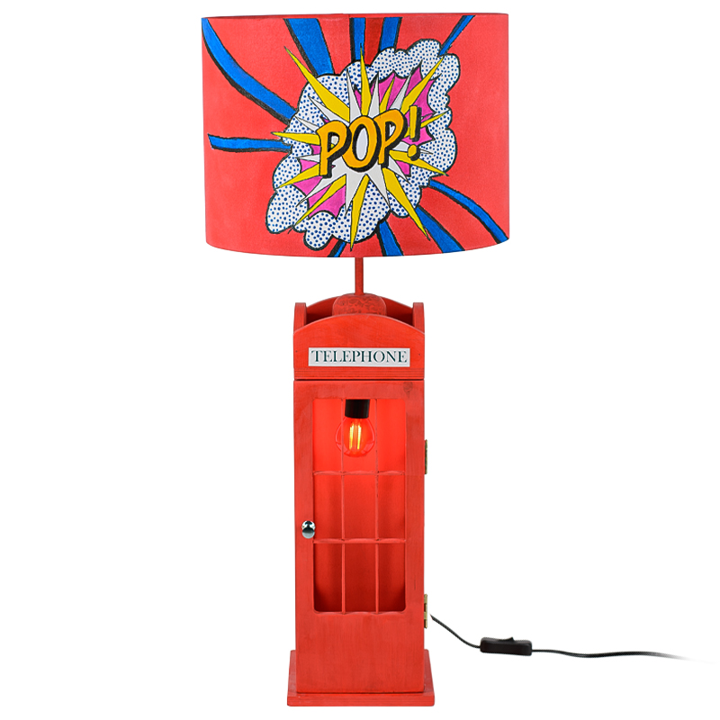 Настольная лампа Red Phone Booth Pop Lamp Красный Мульти Настольная лампа Red Phone Booth Pop Lamp Красный Мульти во Владивостоке | Loft Concept