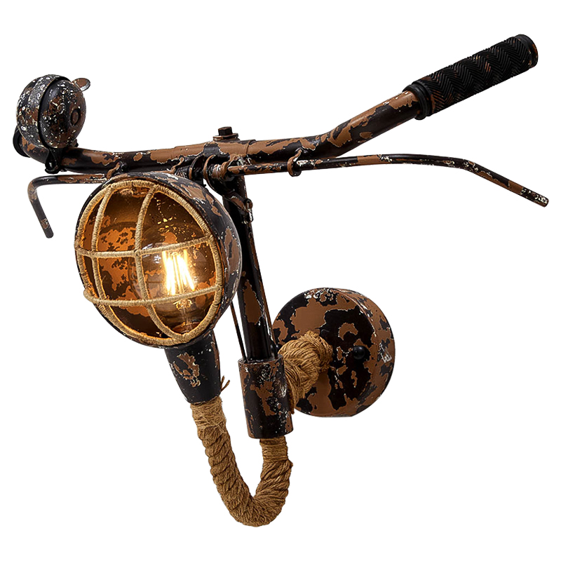 Бра Bicycle Handlebar Wall Lamp Коричневый Коричневый винтаж Бра Bicycle Handlebar Wall Lamp Коричневый Коричневый винтаж во Владивостоке | Loft Concept