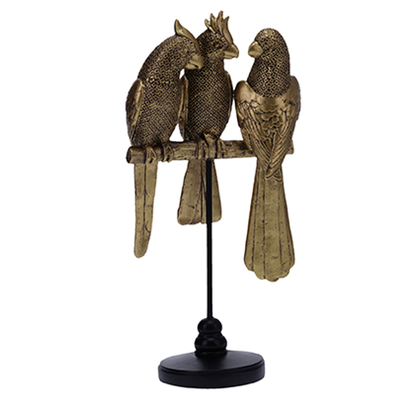 Статуэтка Three Golden Parrots Золотой Черный Статуэтка Three Golden Parrots Золотой Черный во Владивостоке | Loft Concept