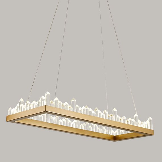 Люстра Crystal Rock Rectangle Chandelier Латунь Прозрачное Стекло Люстра Crystal Rock Rectangle Chandelier Латунь Прозрачное Стекло во Владивостоке | Loft Concept