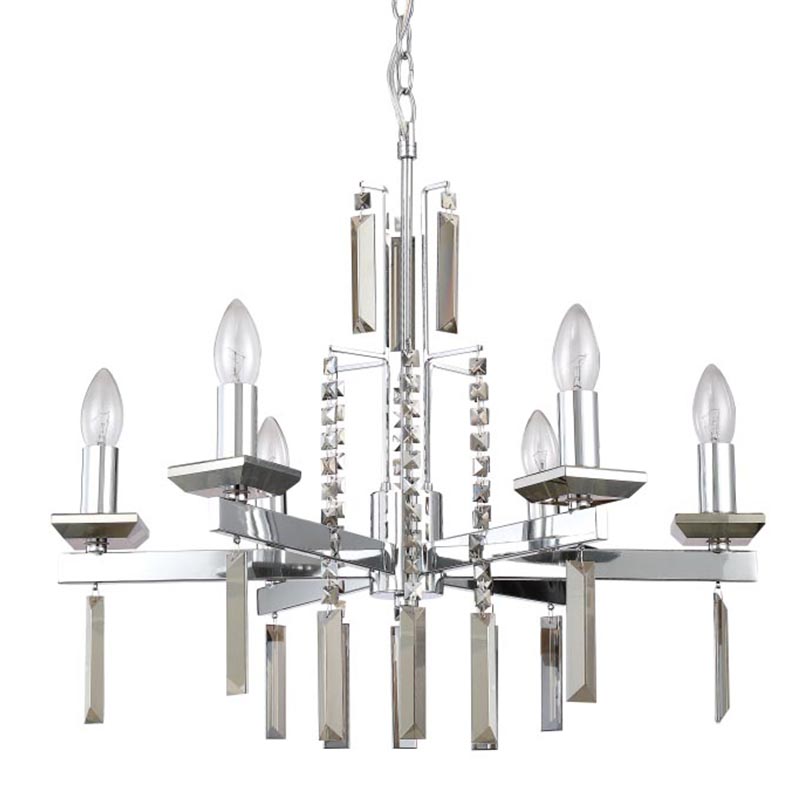 Люстра Vivien Crystal Chrome Chandelier 6 Хром Серый Люстра Vivien Crystal Chrome Chandelier 6 Хром Серый во Владивостоке | Loft Concept