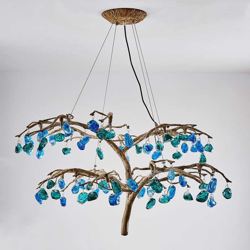 Люстра Precious Tree Chandelier Винтажное Светлое Золото Синий Бирюзовый Люстра Precious Tree Chandelier Винтажное Светлое Золото Синий Бирюзовый во Владивостоке | Loft Concept