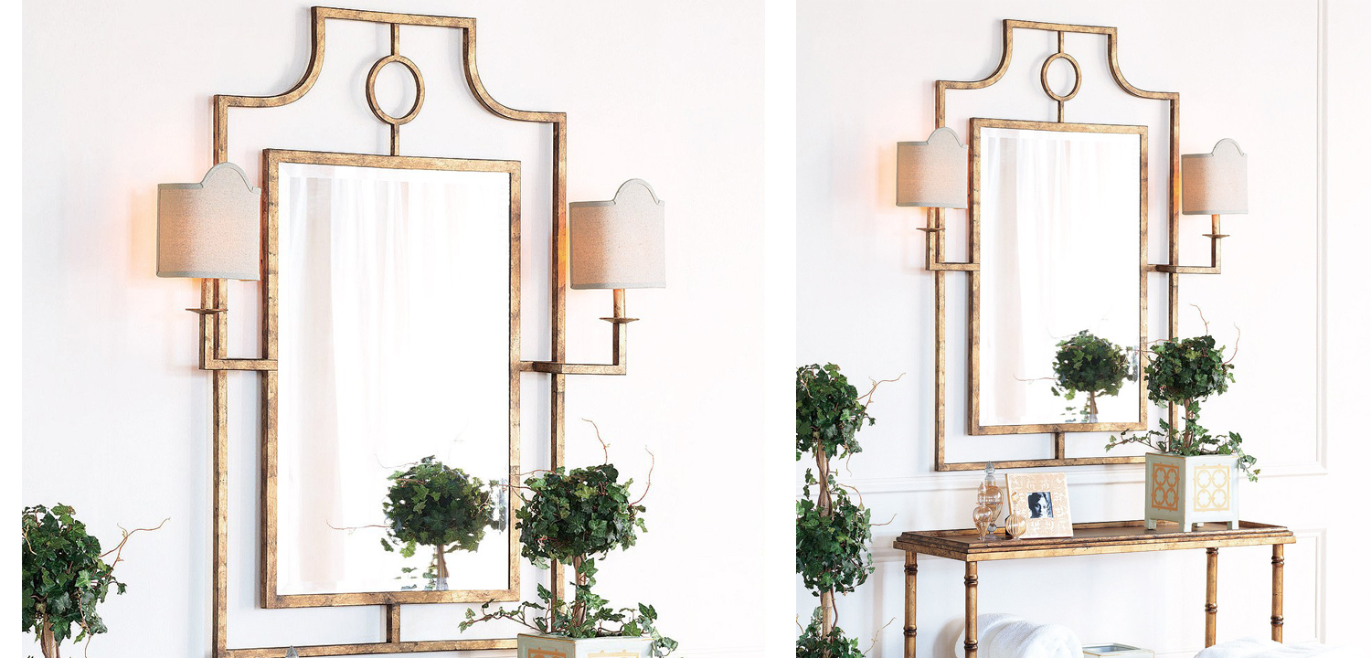 Зеркало с бра Mirror with Sconces Dairile Gold - фото
