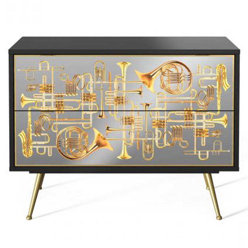 Комод Seletti Chest of Two Drawers Trumpets Золотой Черный Золотой Шампань во Владивостоке | Loft Concept 