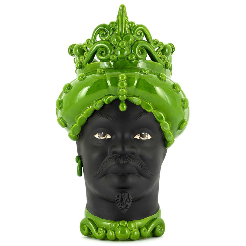 Ваза VASE MORO MAN MED. MAT Green Черный Зеленый Ваза VASE MORO MAN MED. MAT Green Черный Зеленый во Владивостоке | Loft Concept