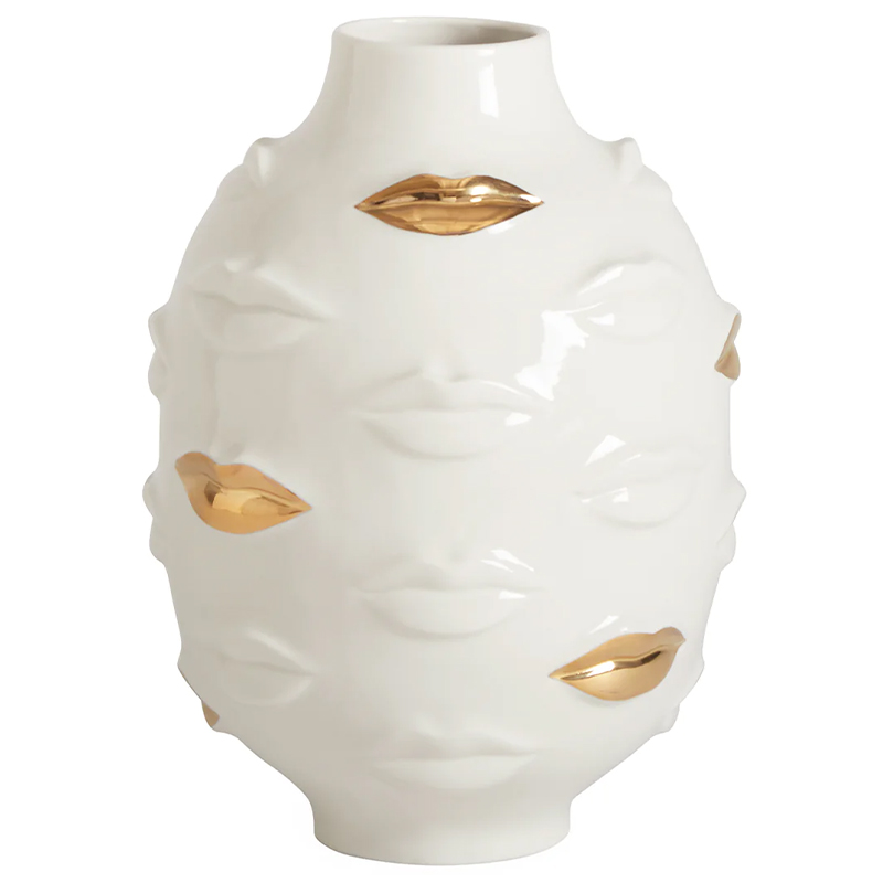 Ваза Jonathan Adler Gilded Gala Round Vase Глянцевое золото Белый Ваза Jonathan Adler Gilded Gala Round Vase Глянцевое золото Белый во Владивостоке | Loft Concept