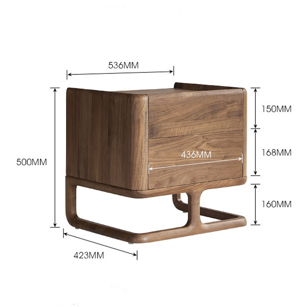 Прикроватный деревянный столик с 2-мя ящиками Moon Walnut Furniture Прикроватный деревянный столик с 2-мя ящиками Moon Walnut Furniture во Владивостоке