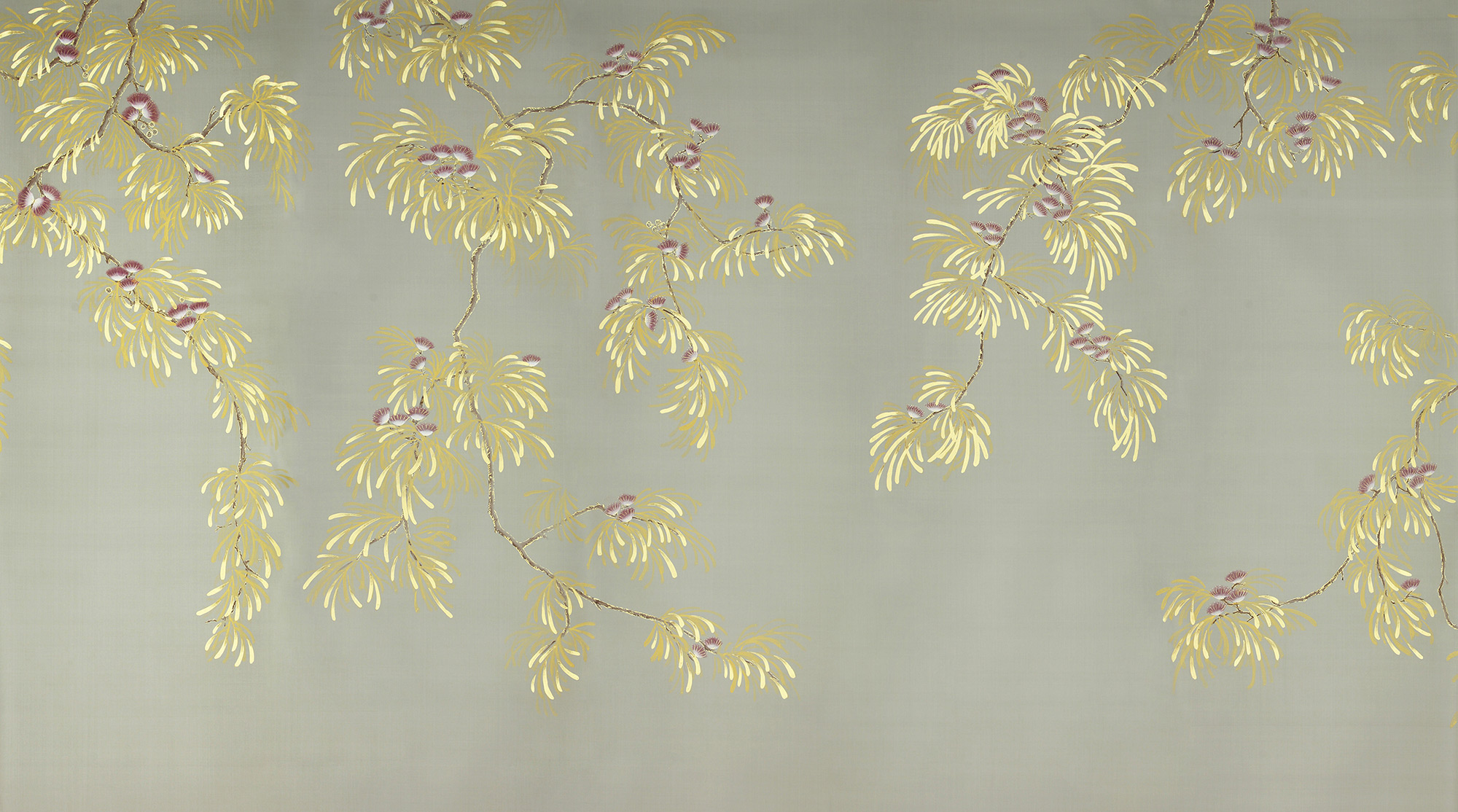 Обои ручная роспись Silk Tree Colourway SC-80 on Pale Grey dyed silk Обои ручная роспись Silk Tree Colourway SC-80 on Pale Grey dyed silk - постер Loft-Concept во Владивостоке