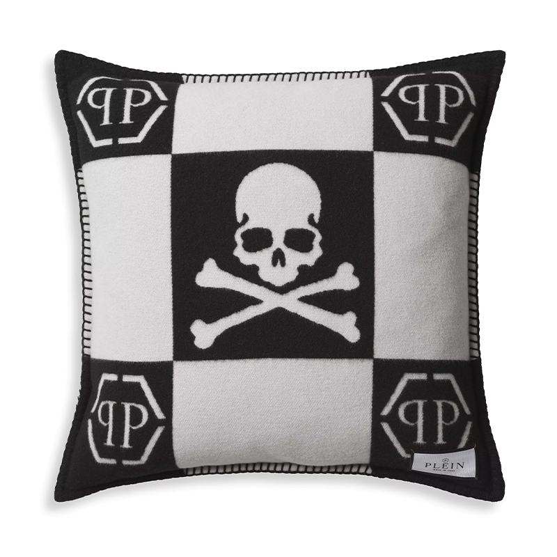 Подушка Philipp Plein Cushion Cashmere Skull 45 x 45 Black Черно-белый Подушка Philipp Plein Cushion Cashmere Skull 45 x 45 Black Черно-белый во Владивостоке | Loft Concept