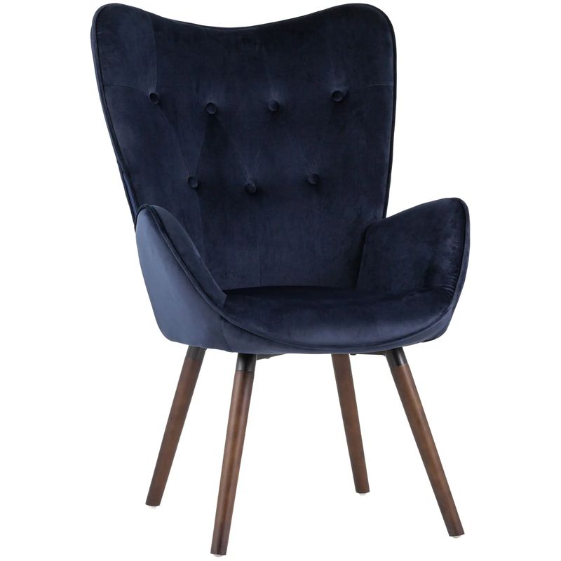 Полукресло Темно-Синий Велюр Grandee Chair Синий Коричневый во Владивостоке | Loft Concept 