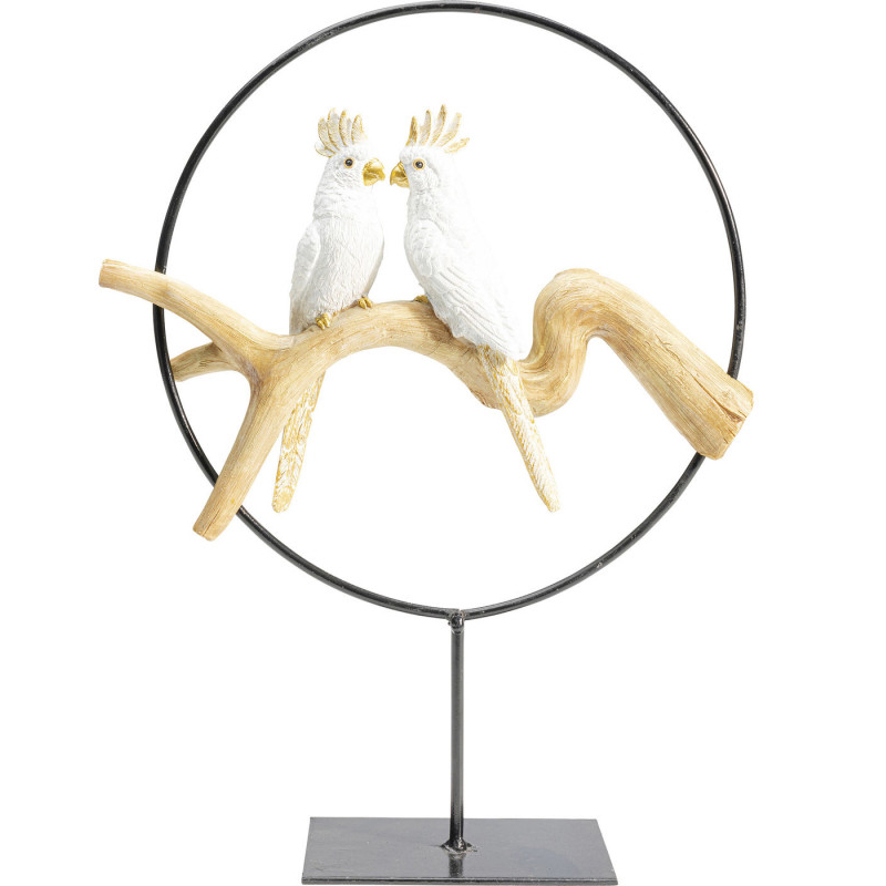 Статуэтка White Parrots in a ring Белый Древесина Черный Статуэтка White Parrots in a ring Белый Древесина Черный во Владивостоке | Loft Concept