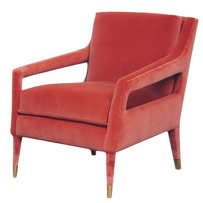 Кресло Open Arm Club Chair Красный Латунь Кресло Open Arm Club Chair Красный Латунь во Владивостоке | Loft Concept