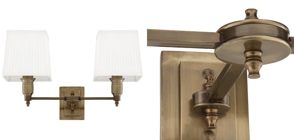 Бра Wall Lamp Lexington Double Brass+White Бра Wall Lamp Lexington Double Brass+White - Loft-Concept во Владивостоке