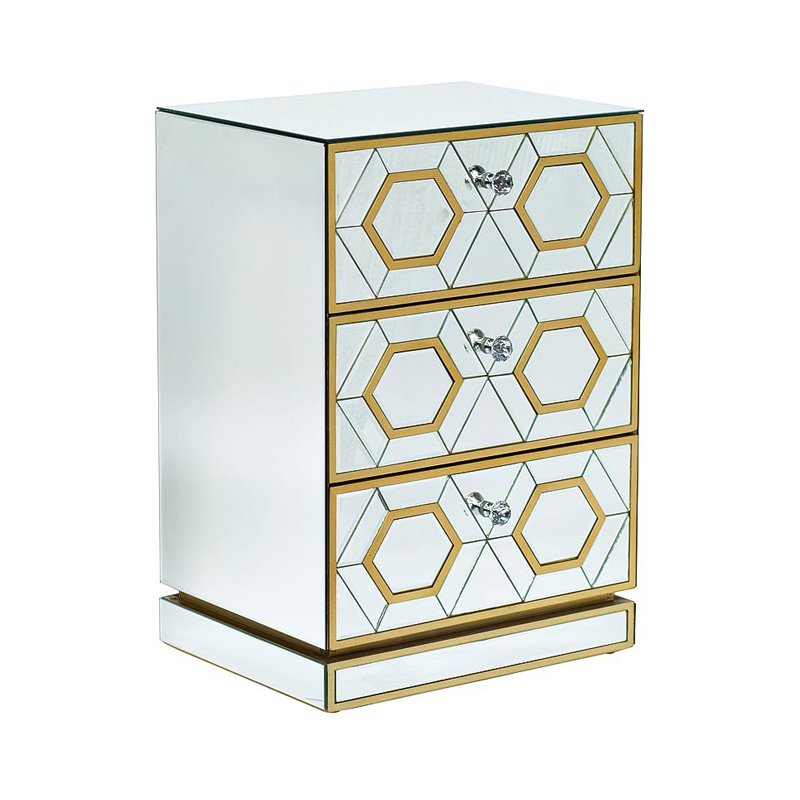 Комод зеркальный с 3-мя ящиками Mirrored Commode 3 drawers Золотой Комод зеркальный с 3-мя ящиками Mirrored Commode 3 drawers Золотой во Владивостоке | Loft Concept