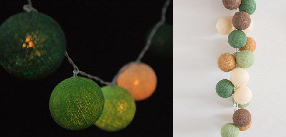 Гирлянда хлопковые фонарики Сotton Ball Forest Green - Loft-Concept во Владивостоке