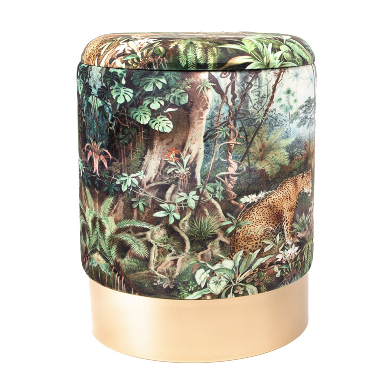 Пуф PUF Jungle Print lynx Мульти Золотой Пуф PUF Jungle Print lynx Мульти Золотой во Владивостоке | Loft Concept
