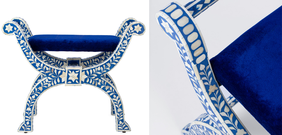 Табурет отделка кость голубой BONE INLAY Jenny Stool Табурет отделка кость голубой BONE INLAY Jenny Stool - Loft-Concept во Владивостоке