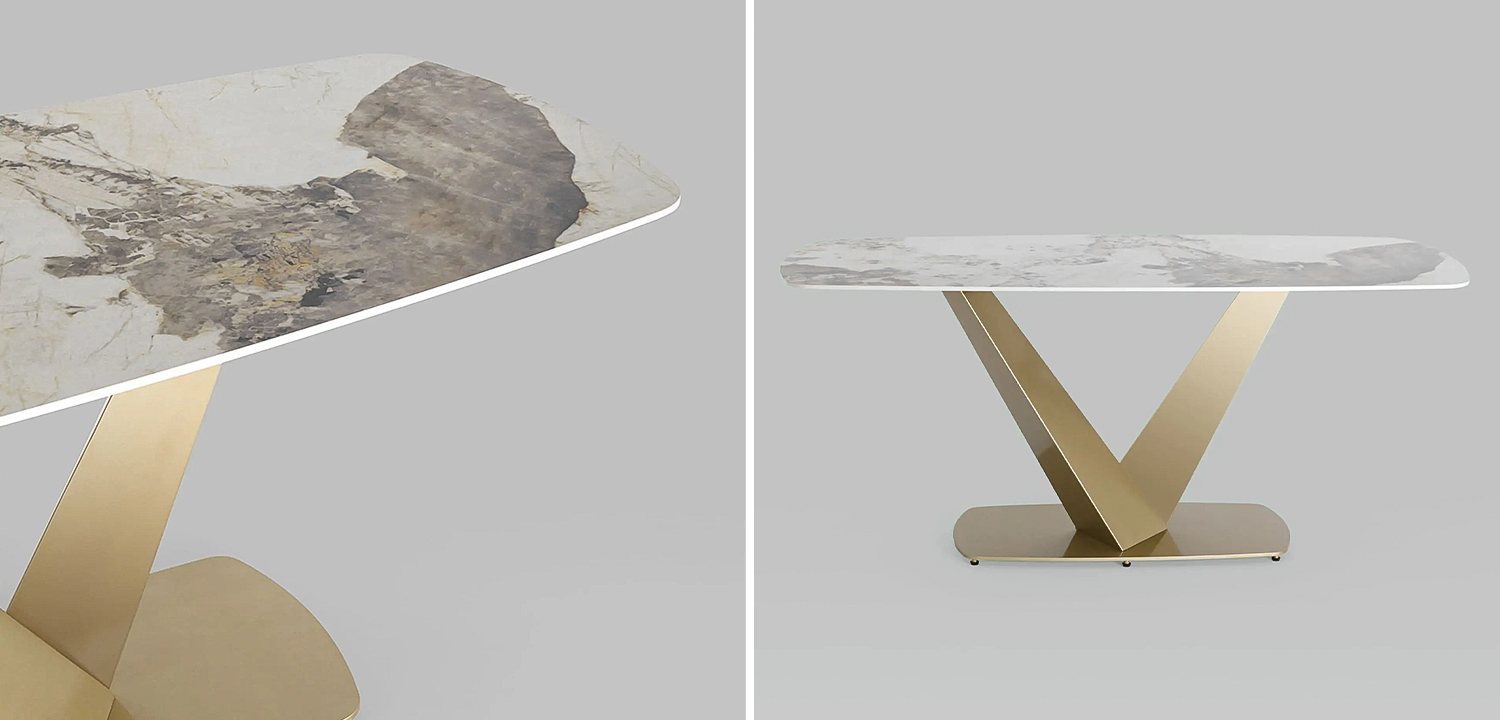 Стол обеденный Cascales столешница бежевый мрамор - фото