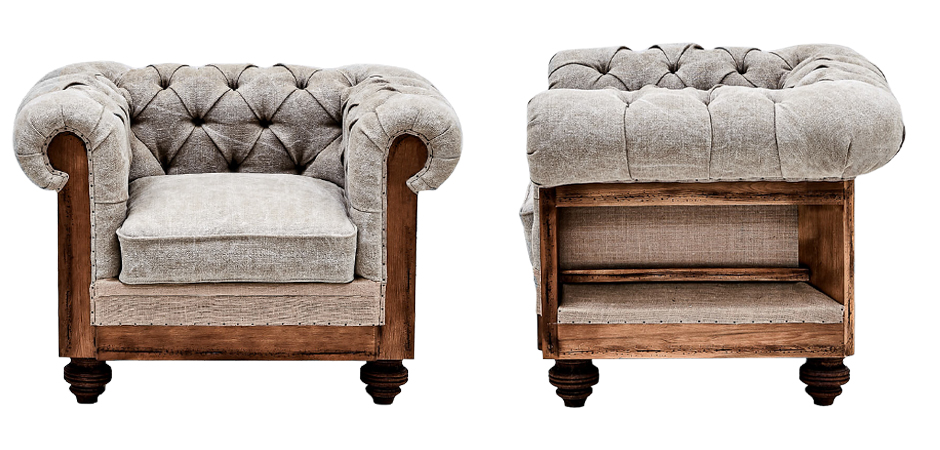 Кресло Deconstructed Chesterfield Armchair Gray Кресло Deconstructed Chesterfield Armchair Gray - Loft-Concept во Владивостоке
