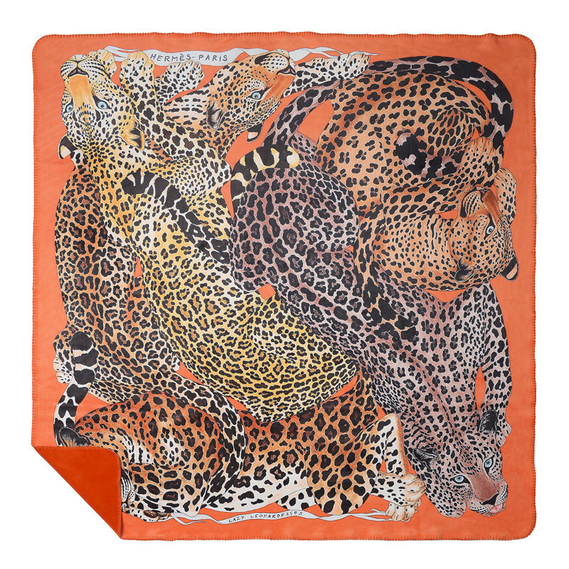 Плед Hermes Leopards Orange Оранжевый Коричневый Плед Hermes Leopards Orange Оранжевый Коричневый во Владивостоке | Loft Concept
