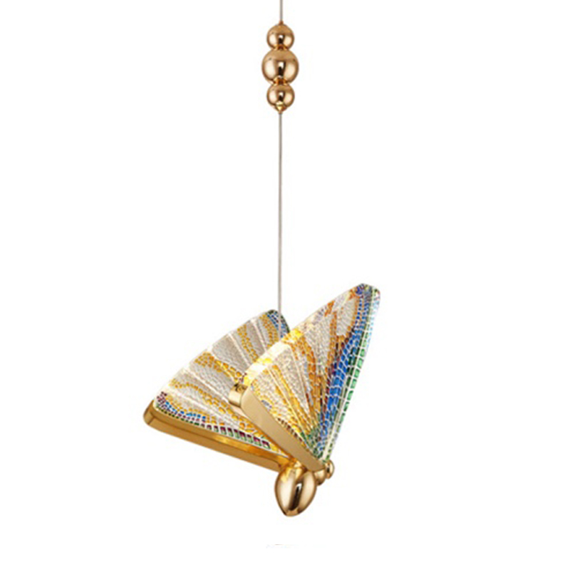Butterfly Pendant Lamp Colored glass J Мульти Глянцевое золото Butterfly Pendant Lamp Colored glass J Мульти Глянцевое золото во Владивостоке | Loft Concept