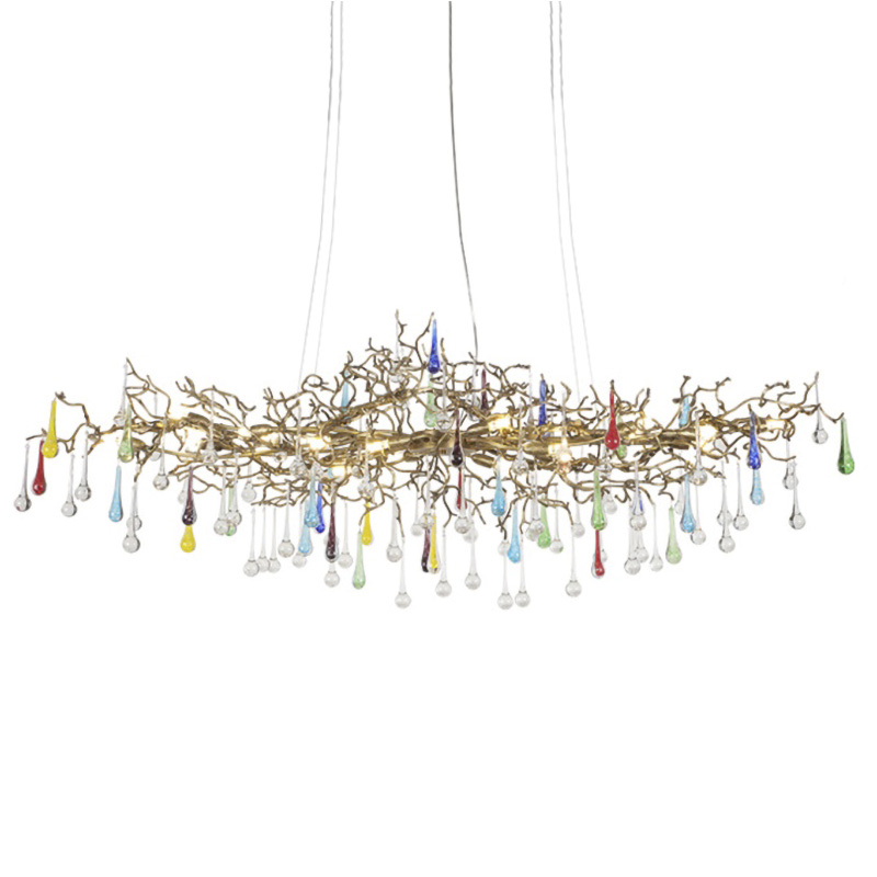 Люстра Waterfall Chandelier Colored Drops Золотой Прозрачный Мульти Люстра Waterfall Chandelier Colored Drops Золотой Прозрачный Мульти во Владивостоке | Loft Concept