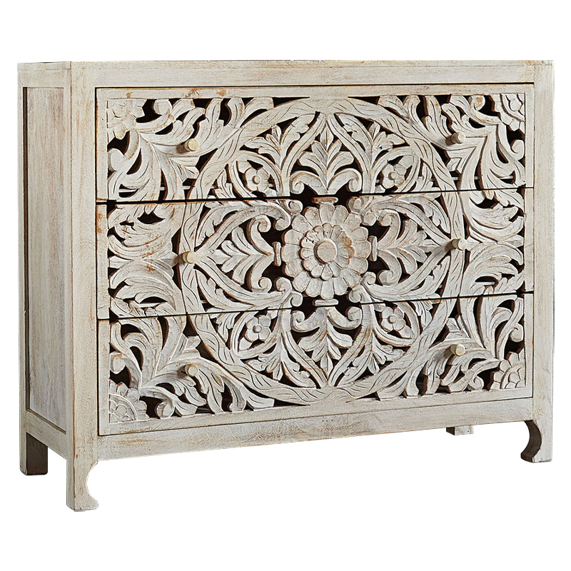 Комод Indian Antique White Furniture Chest of Drawers Kailash белый Белый во Владивостоке | Loft Concept 