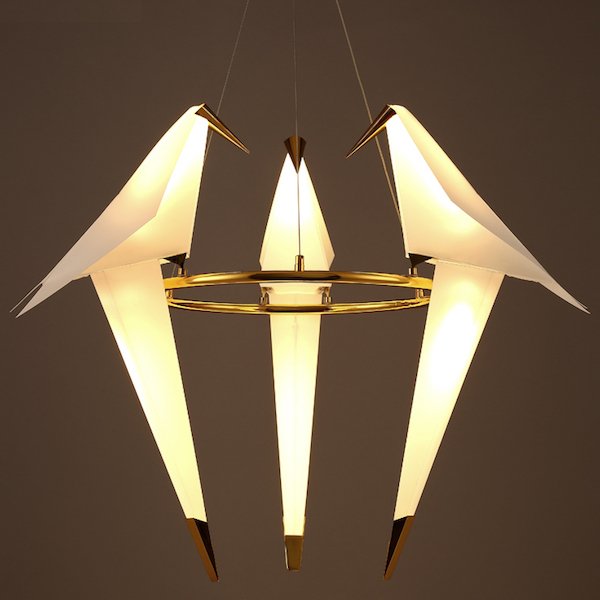 Люстра Origami Bird Chandelier 3 Бежево-серый Золотой Люстра Origami Bird Chandelier 3 Бежево-серый Золотой во Владивостоке | Loft Concept