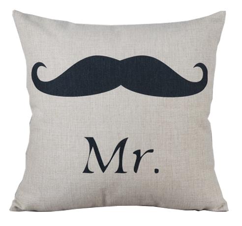 Подушка Mr. mustache Черно-белый Подушка Mr. mustache Черно-белый во Владивостоке | Loft Concept