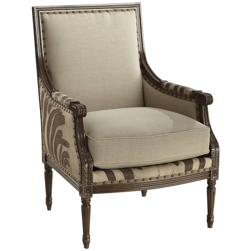 Кресло Massoud Annie Zebra Washed Leather Linen Chair Коричневый Бежево-серый Кресло Massoud Annie Zebra Washed Leather Linen Chair Коричневый Бежево-серый во Владивостоке | Loft Concept