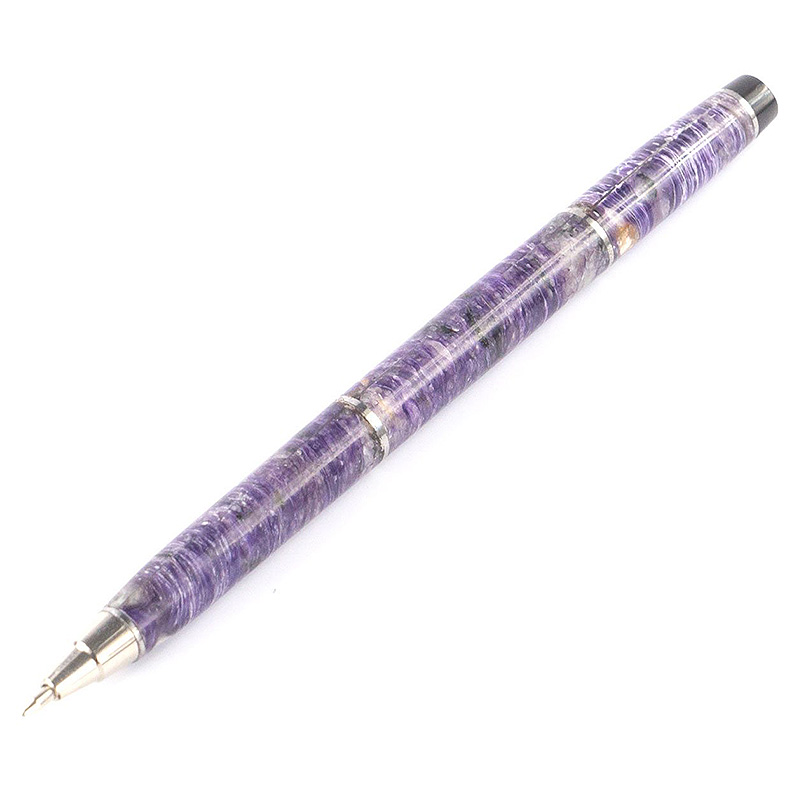 Ручка шариковая из натурального камня Чароит Stone Pens Фиолетовый Серебряный Ручка шариковая из натурального камня Чароит Stone Pens Фиолетовый Серебряный во Владивостоке | Loft Concept