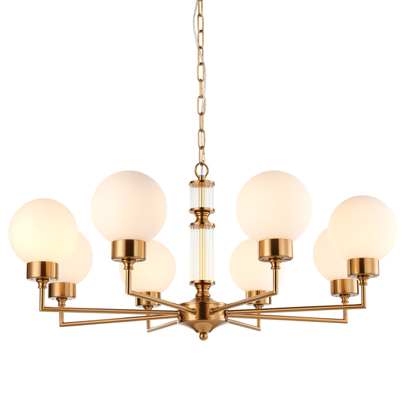 Люстра Zibille Chandelier Brass 78 Латунь Белое матовое стекло Прозрачный Люстра Zibille Chandelier Brass 78 Латунь Белое матовое стекло Прозрачный во Владивостоке | Loft Concept