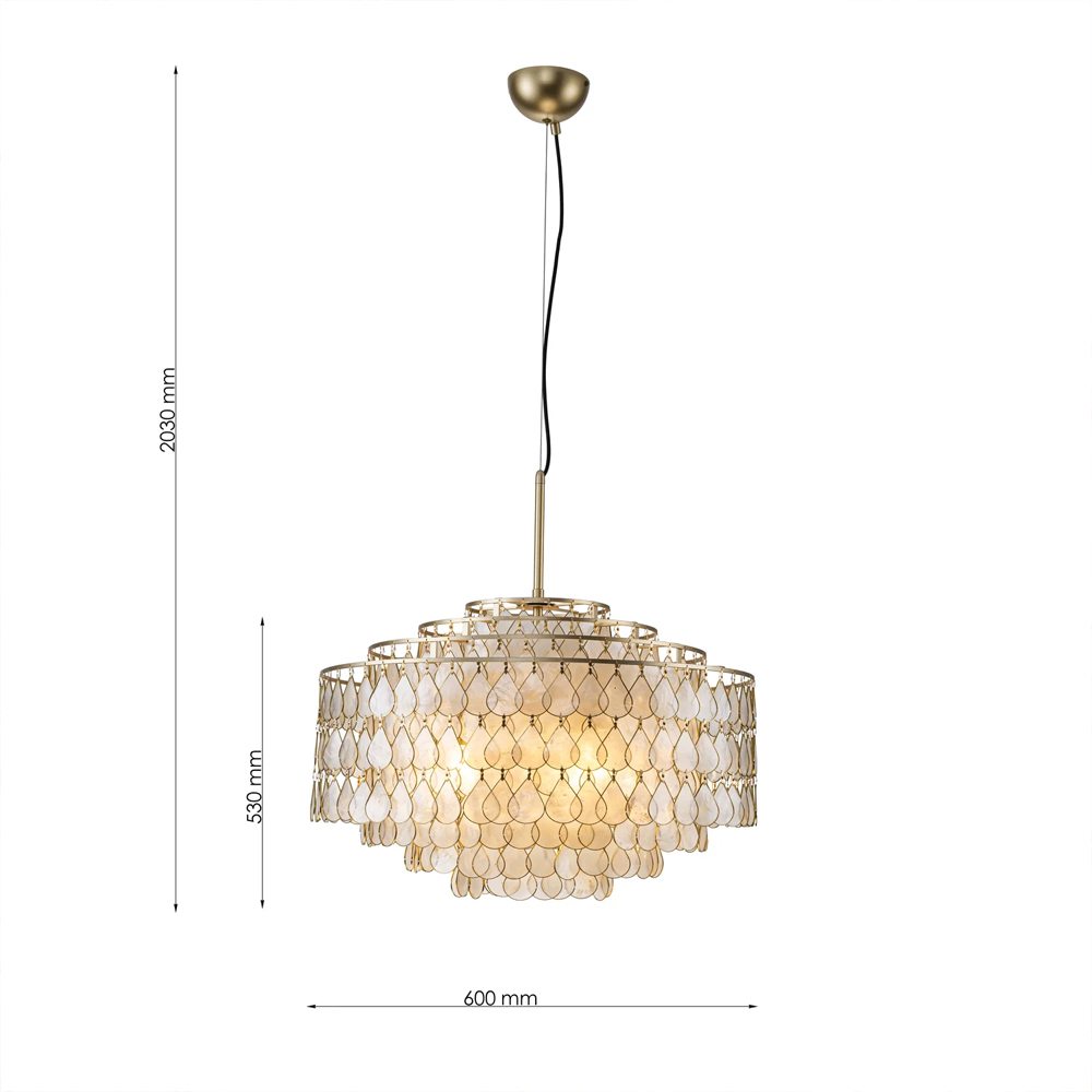 Люстра многоярусная с декором из натуральной морской ракушки Iridescent Light во Владивостоке