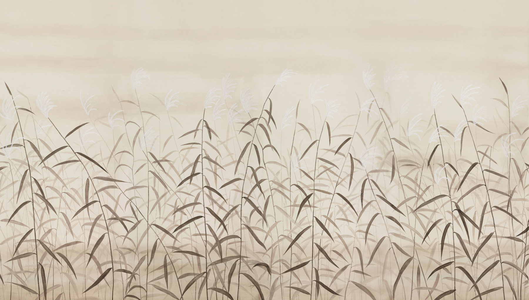 Обои ручная роспись Wild Grasses Original colourway on Bleached Silver slub silk with embroidery Обои ручная роспись Wild Grasses Original colourway on Bleached Silver slub silk with embroidery - постер Loft-Concept во Владивостоке